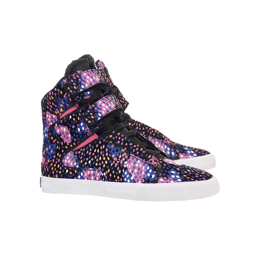 Baskets Montantes Supra Society Multicolore Black/Multicolor-White Femme | FKS-60513299